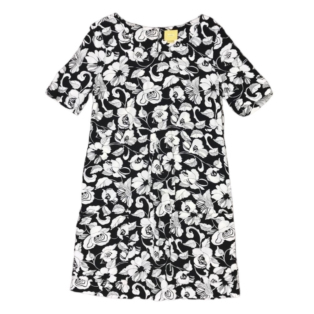 Maeve Short Sleeve Dress Floral Black White Size 8 - Picture 1 of 9